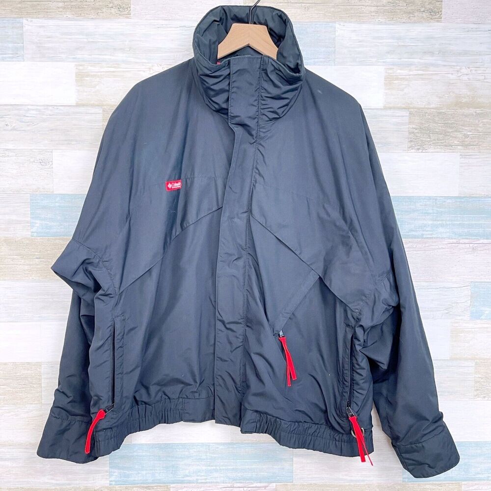 Columbia Vintage Whirlbird Interchange Winter Jacket Black Nylon Mens Large